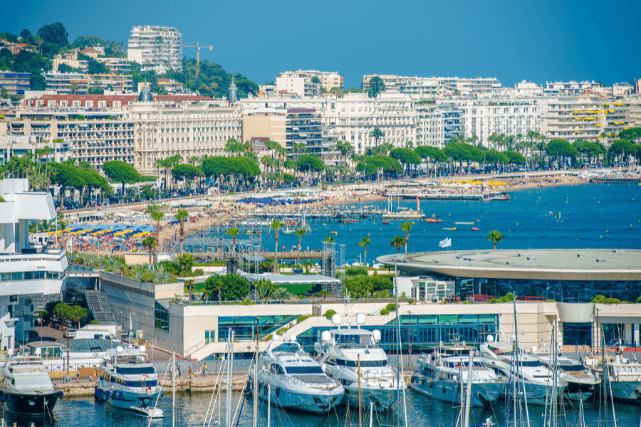 Cannes beach and marina in south of France