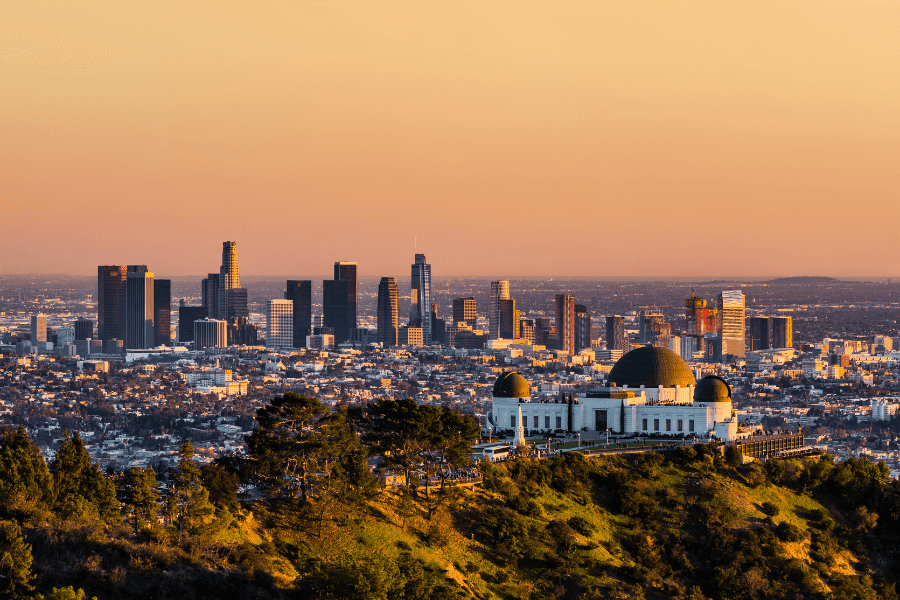 griffith observatory and downtown los angeles