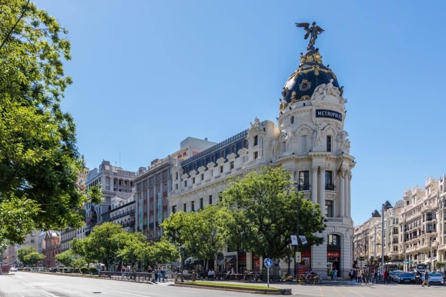 Calle Gran Vía shopping street in Madrid